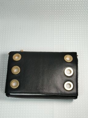 Hammitt Montana Small Black Leather Clutch, Gold Grommet Detail With Strap Nwot